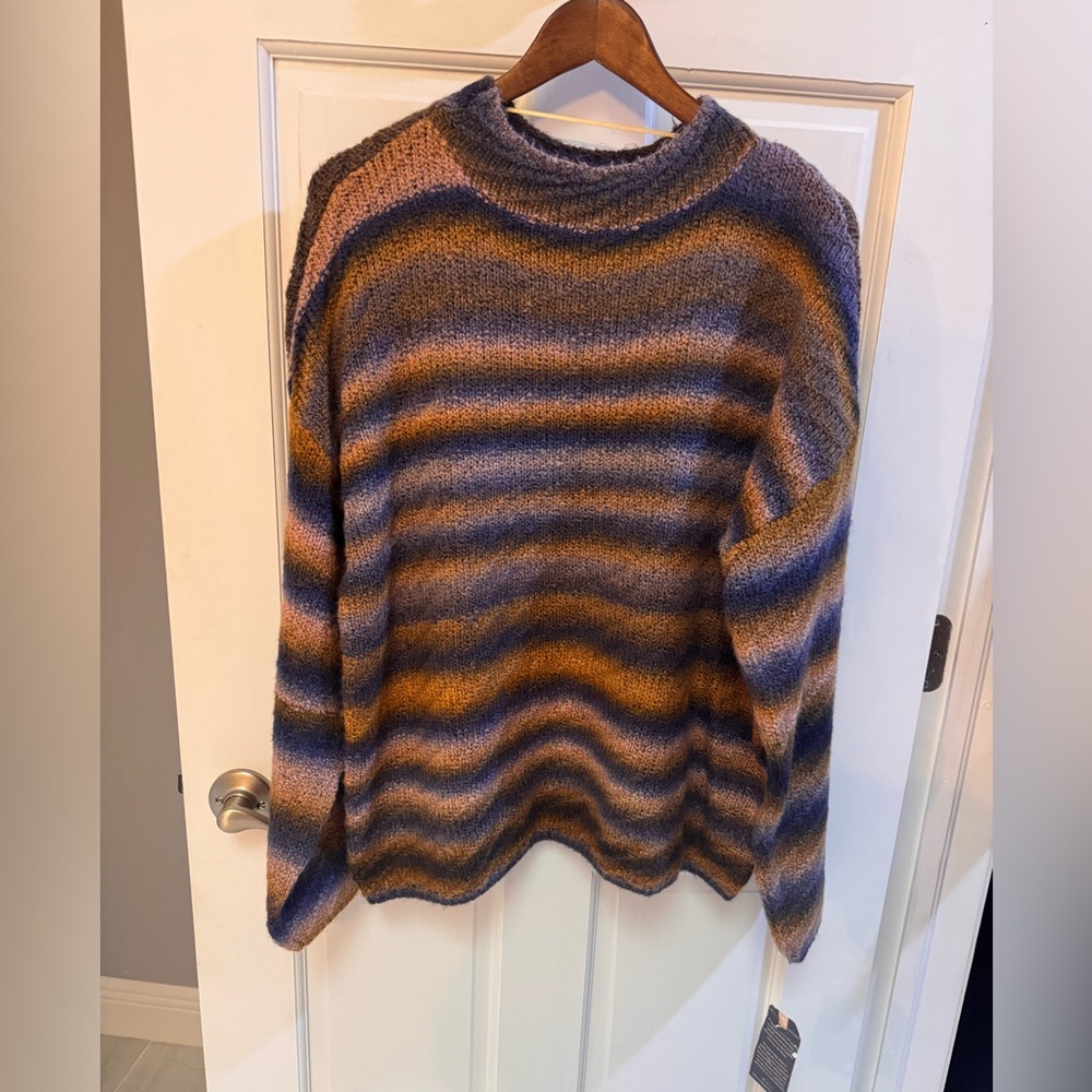 Democracy Ombre Stripe Funnel Neck Long Sleeve Pullover Sweater NWT